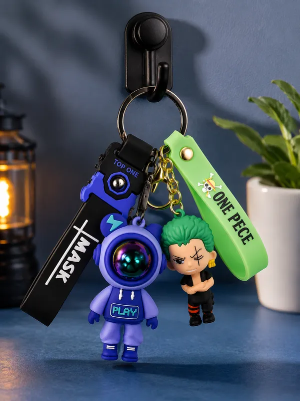 Premium_Astronaut_And_One_Piece_Zoro_Anime_Silicone_Keychain_with_Wrist_Strap_&_Metal_Key_Ring_Combo_Pack_Of_2