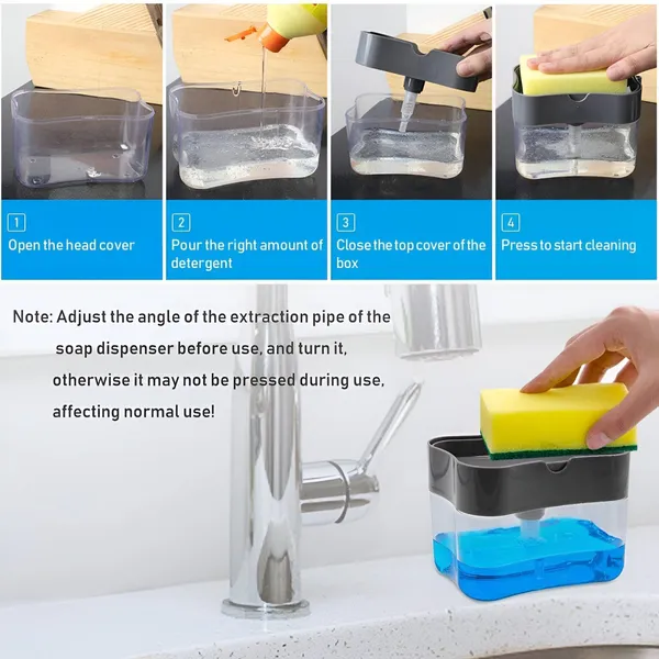 Multicolour_Plastic_Premium_Soap_&_Sponge_Holder_And_Pump_Dispenser_For_Home