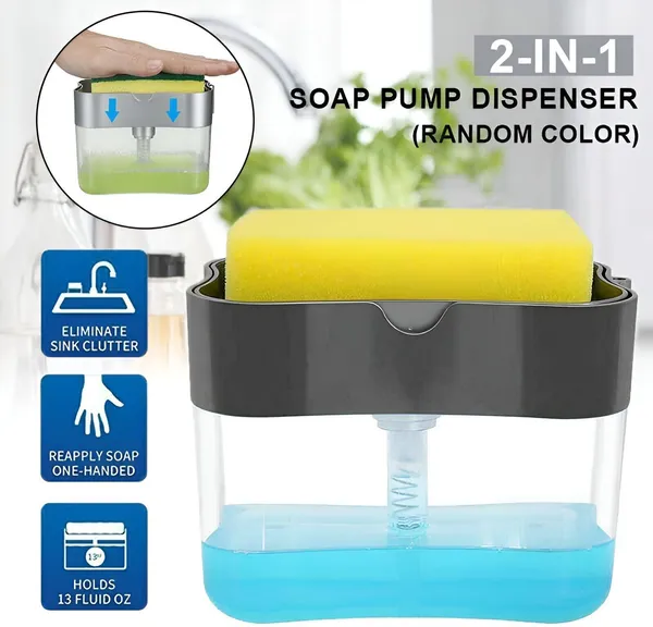 Multicolour_Plastic_Premium_Soap_&_Sponge_Holder_And_Pump_Dispenser_For_Home