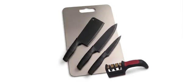 3-in-1_Kitchen_Essentials_Combo_|_Stainless_Steel_Chopping_Board,_Knife_Set_&_Sharpener