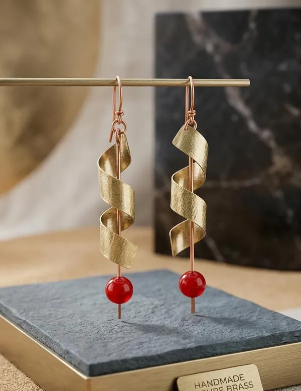 Handcrafted_Red_Jasper_Brass_Spiral_Drop_Earrings