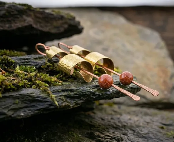 Handcrafted_Red_Sandstone_Spiral_Drop_Earrings