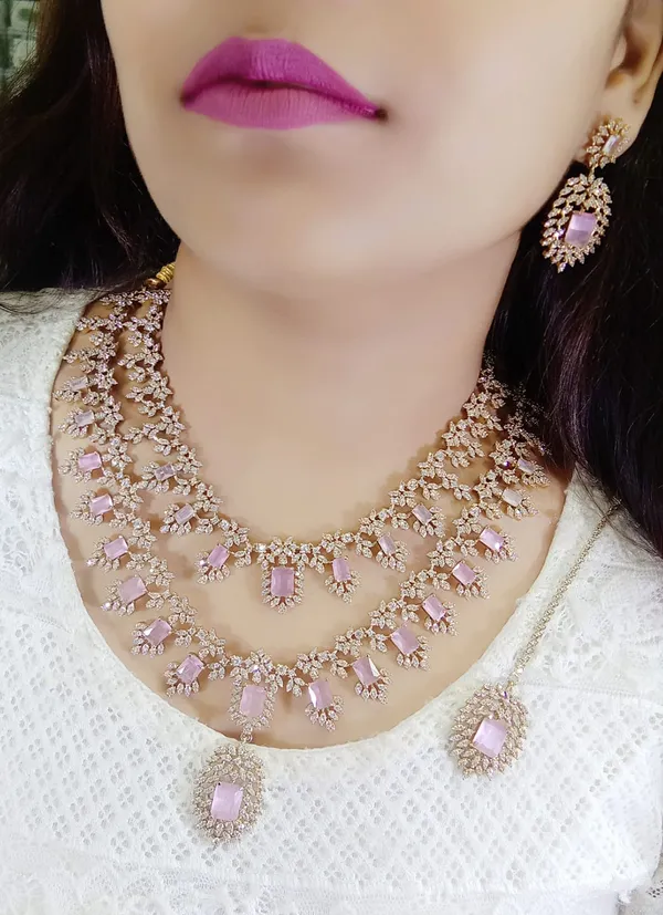 Rose_Gold_Pink_Stone_Alloy_Necklace_Set_For_Women