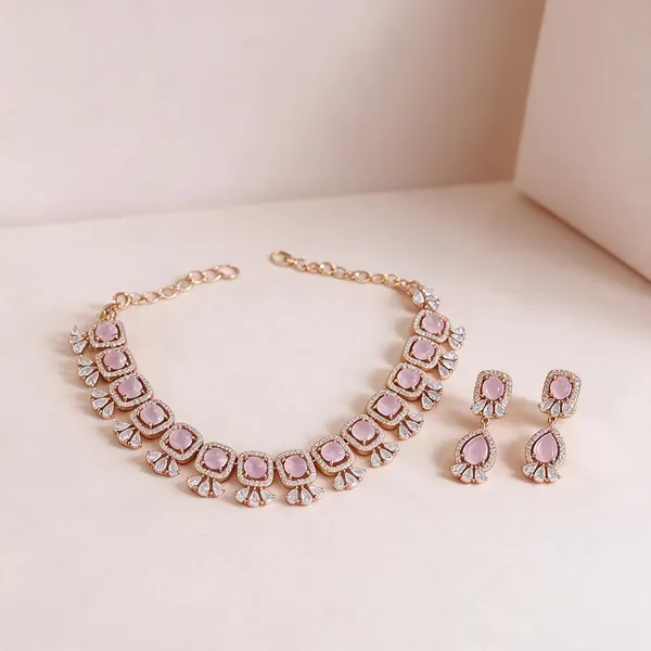 Pink_Alloy_Stone-Studded_Necklace_Set_For_Women