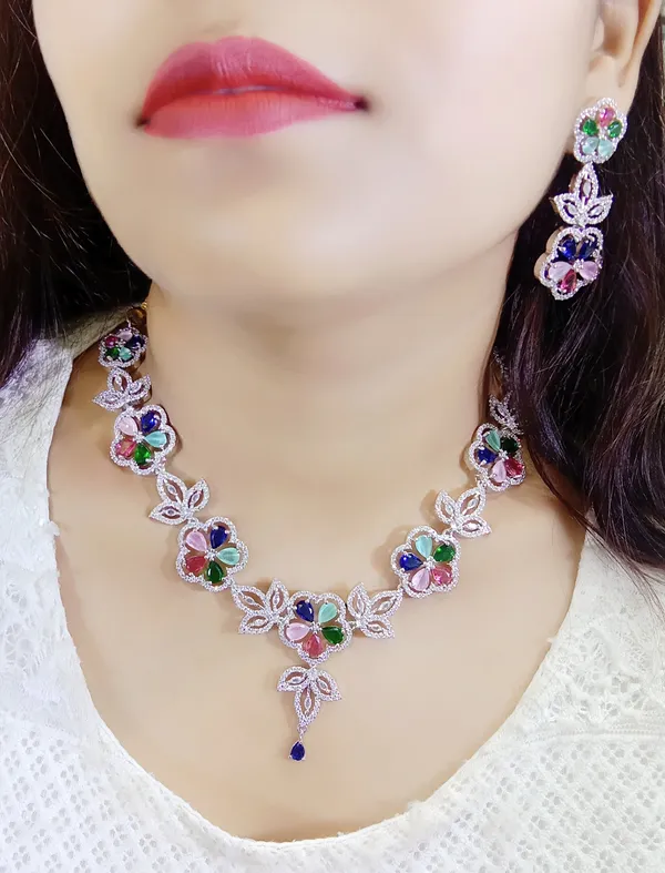 Multicolor_Alloy_Stone_Necklace_And_Earrings_Set_For_Women