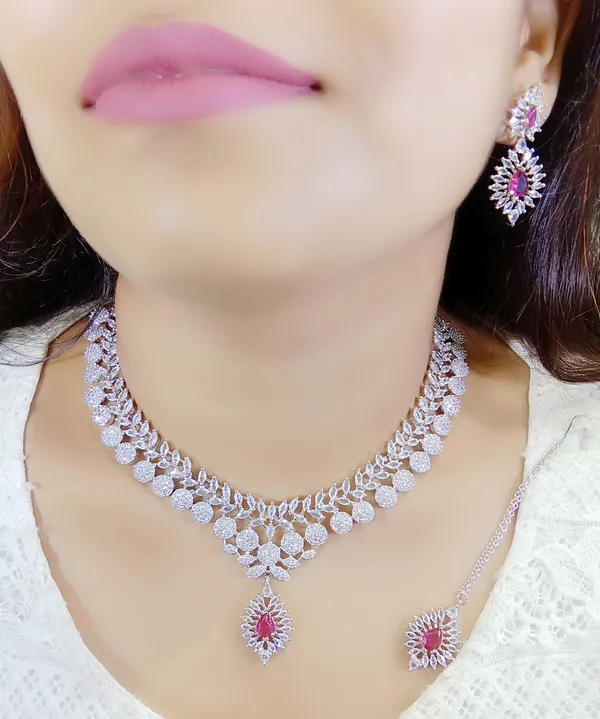 Silver_Alloy_Stone-Studded_Necklace_And_Earrings_Set_For_Women
