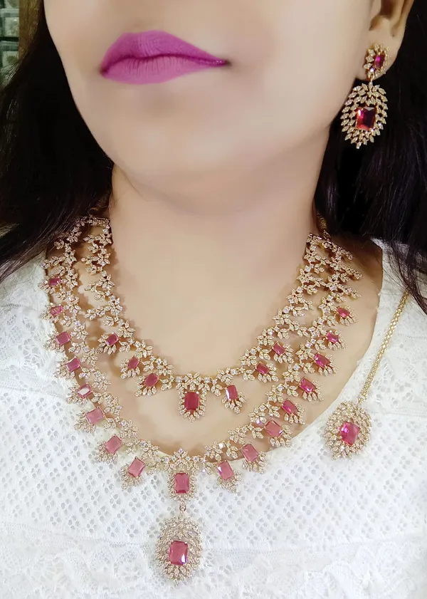 Gold_Pink_Stone_Alloy_Necklace_Set_For_Women