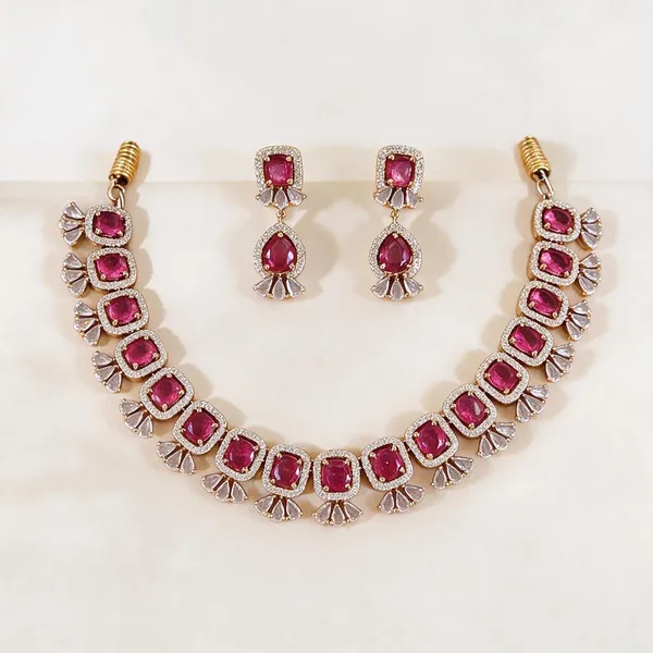 Red_Alloy_Stone_Necklace_And_Earring_Set_For_Women