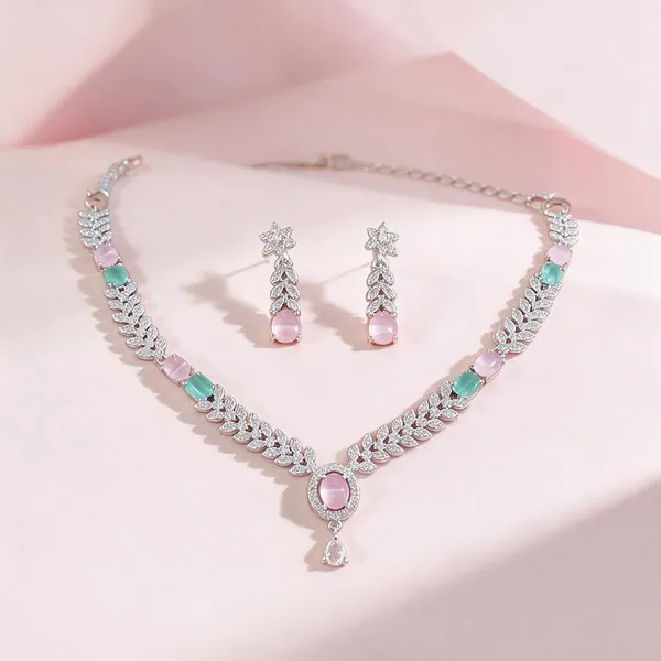 Silver_Alloy_Crystal_Necklace_Set_For_Women