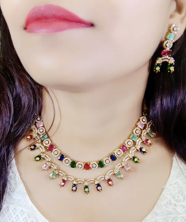 Gold_Multicolor_Alloy_Stone_Necklace_And_Earrings_Set_For_Women