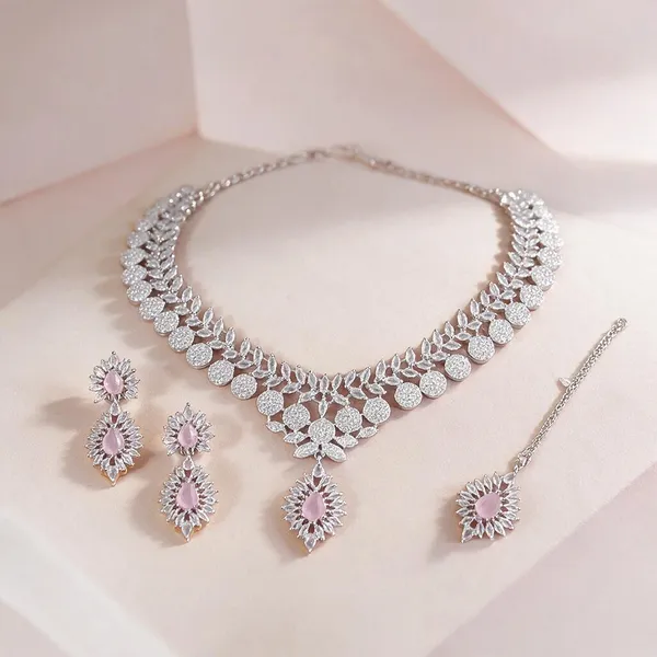 Silver_Alloy_Necklace_And_Earrings_Set_For_Women