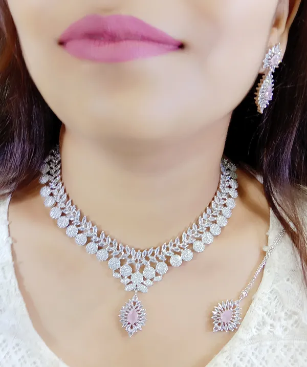 Silver_Alloy_Necklace_And_Earrings_Set_For_Women
