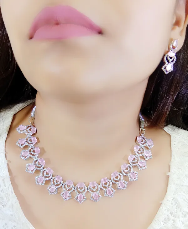Pink_Stone_Alloy_Necklace_And_Earrings_Set_For_Women