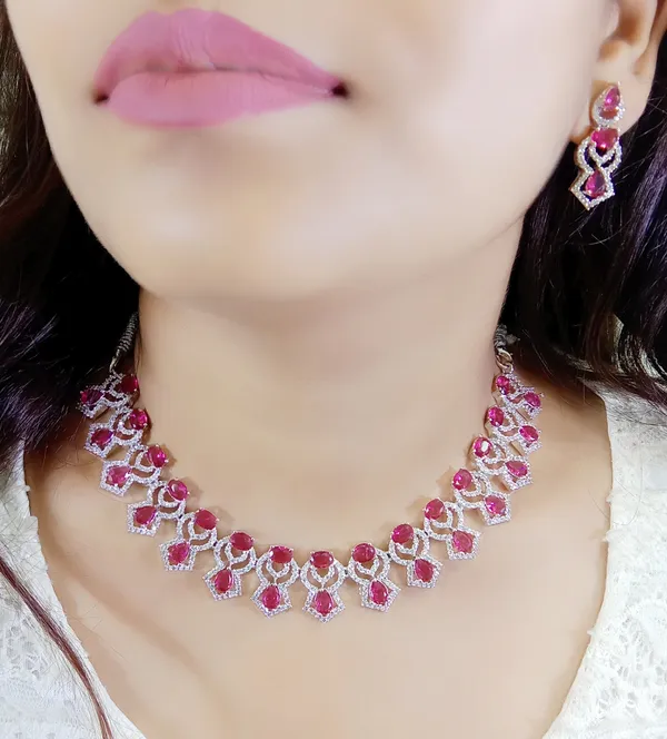 Pink_Alloy_Stone_Necklace_And_Earrings_Set_For_Women