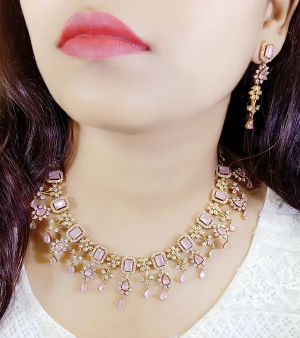 Pink_Gold_Tone_Alloy_Necklace_Set_For_Women