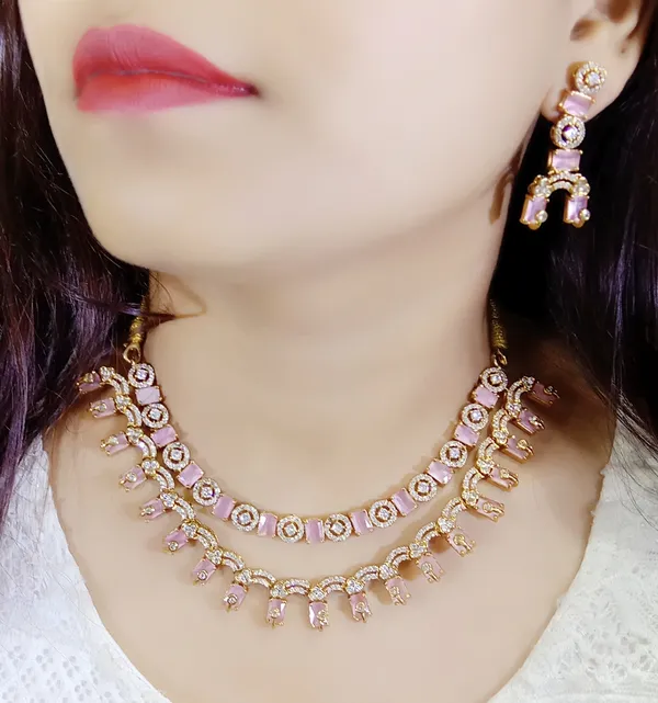 Gold_Pink_Stone_Alloy_Necklace_Set_For_Women