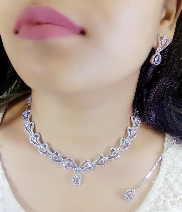 Silver_Heart_Link_Alloy_Necklace_And_Earrings_Set_For_Women