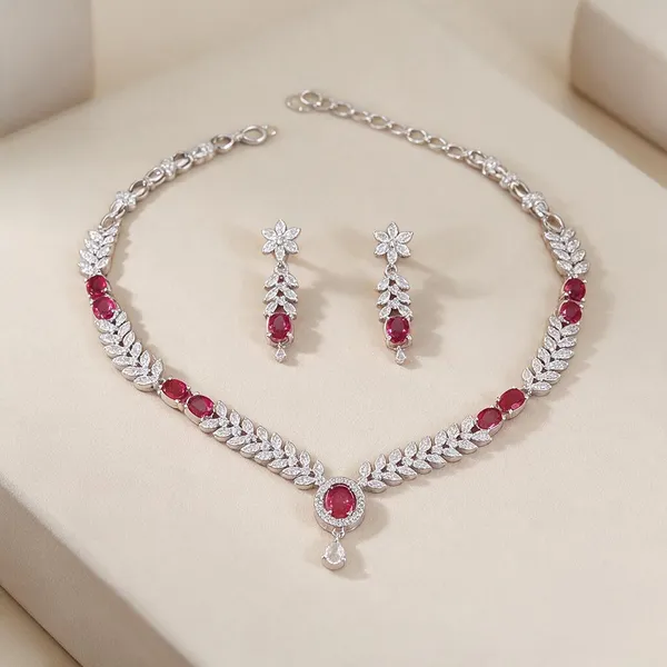Silver_Pink_Stone_Alloy_Necklace_Set_For_Women