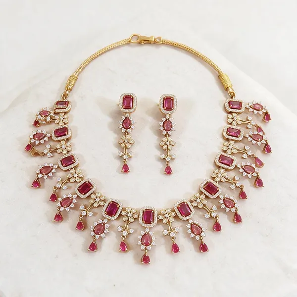 Gold_Pink_Stone_Alloy_Necklace_And_Earrings_Set_For_Women