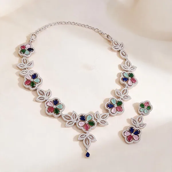 Multicolor_Alloy_Stone_Necklace_And_Earrings_Set_For_Women