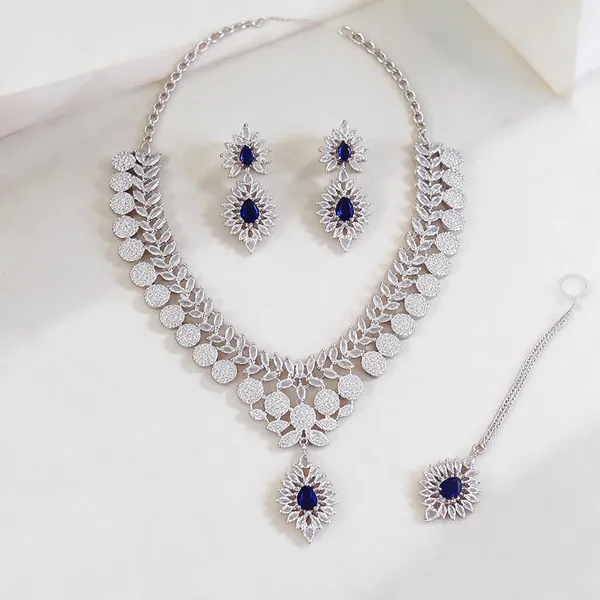 Silver_Alloy_Floral_Necklace_And_Earrings_Set_For_Women