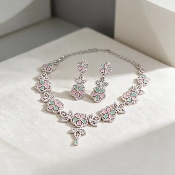 Silver_Alloy_Floral_Stone_Necklace_Set_For_Women