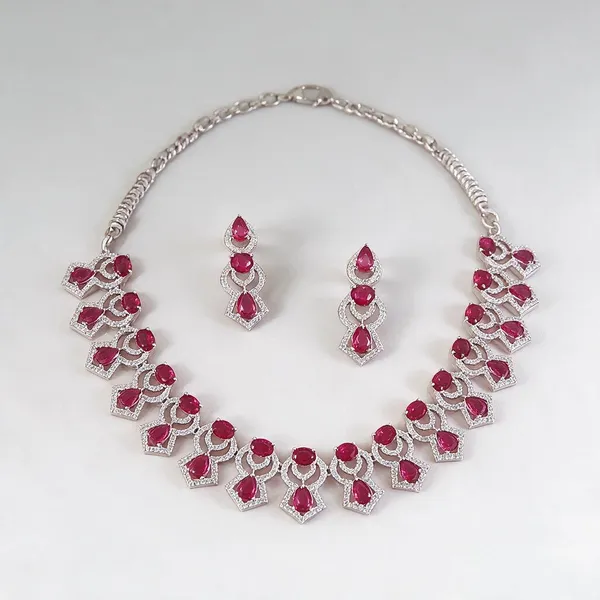 Pink_Alloy_Stone_Necklace_And_Earrings_Set_For_Women