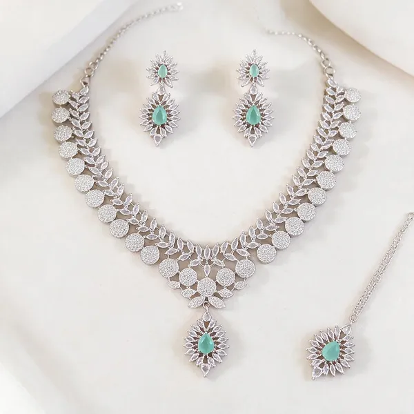 Silver_Green_Stone_Alloy_Necklace_Set_For_Women