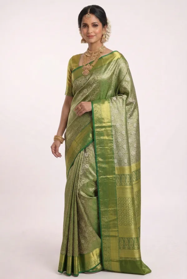 Lime_Green_Uppada_Inspired_Semi_Silk_Saree_With_Small_Self_Border