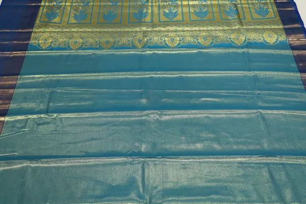 Antique_Gold_Mysore_Inspired_Semi_Silk_Saree_With_Small_Self_Border
