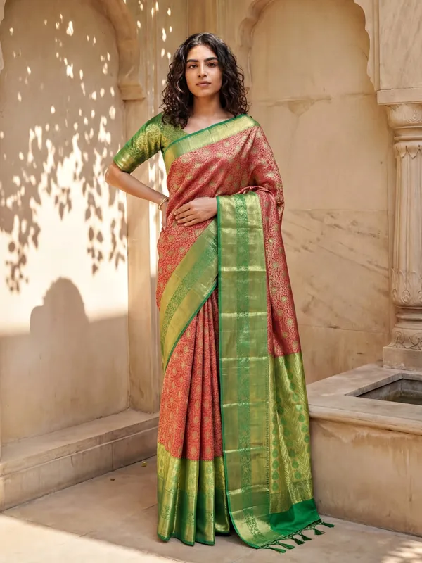 Pink_Gold_Gadwal_Inspired_Semi_Silk_Saree_With_Wide_Contrast_Border