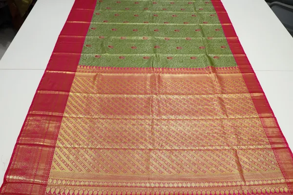 Olive_Green_Uppada_Inspired_Semi_Silk_Saree_With_Small_Self_Border