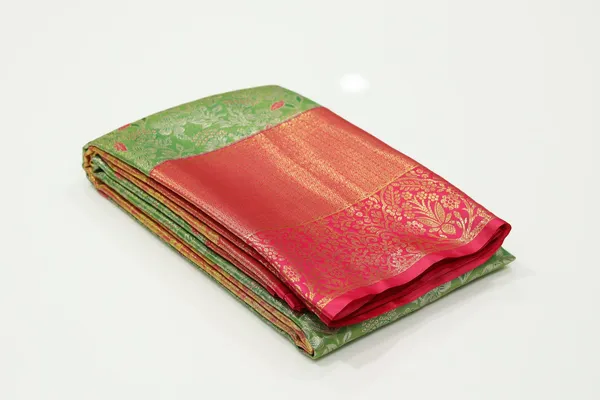 Aqua_Blue_Gadwal_Inspired_Semi_Silk_Saree_With_Wide_Contrast_Border