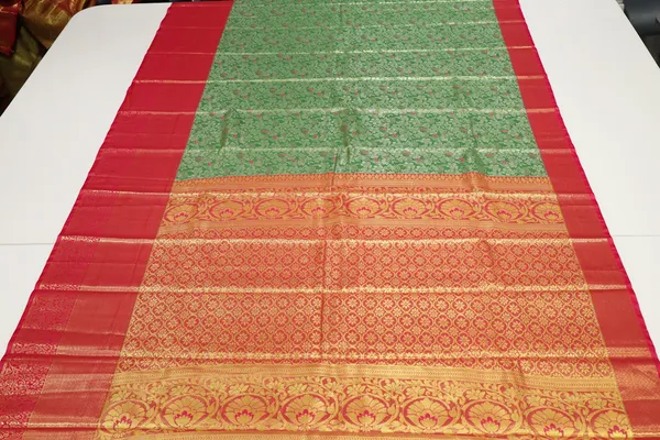 Aqua_Blue_Gadwal_Inspired_Semi_Silk_Saree_With_Wide_Contrast_Border