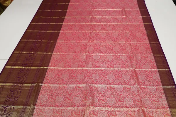 Coral_Red_Kanchipuram_Inspired_Semi_Silk_Saree_With_Wide_Contrast_Border