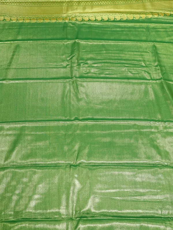 Parrot_Green_Dharmavaram_Inspired_Semi_Silk_Saree_With_Coral_Brocade_Pallu