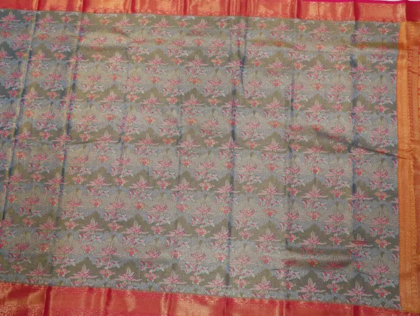 Olive_Grey_Uppada_Inspired_Semi_Silk_Saree_With_Mustard_Zari_Border