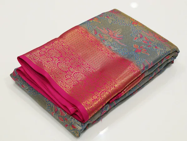 Olive_Grey_Uppada_Inspired_Semi_Silk_Saree_With_Mustard_Zari_Border