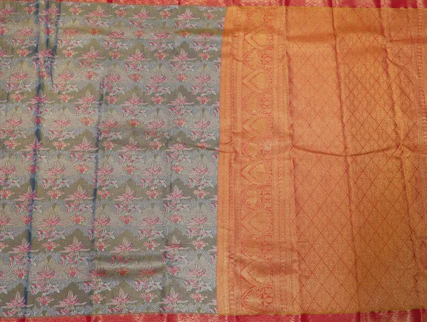 Olive_Grey_Uppada_Inspired_Semi_Silk_Saree_With_Mustard_Zari_Border