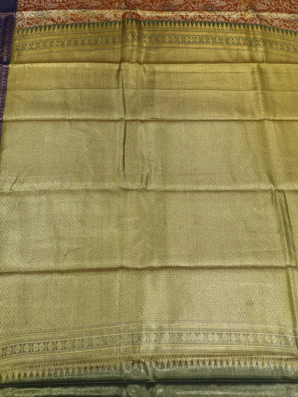 Antique_Gold_Kanchipuram_Inspired_Semi_Silk_Saree_With_Royal_Blue_Wide_Border