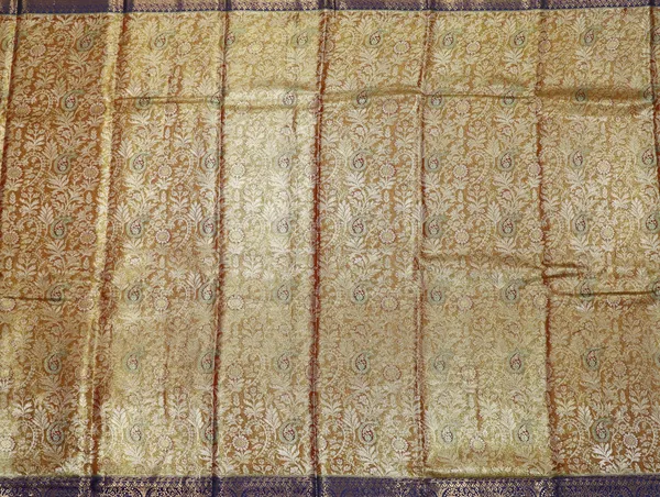 Antique_Gold_Kanchipuram_Inspired_Semi_Silk_Saree_With_Royal_Blue_Wide_Border