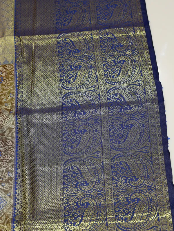 Steel_Grey_Mysore_Inspired_Semi_Silk_Saree_With_Coral_Contrast_Border