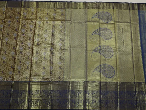 Steel_Grey_Mysore_Inspired_Semi_Silk_Saree_With_Coral_Contrast_Border