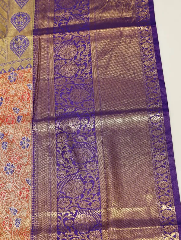 Teal_Green_Gadwal_Inspired_Semi_Silk_Saree_With_Wide_Contrast_Border