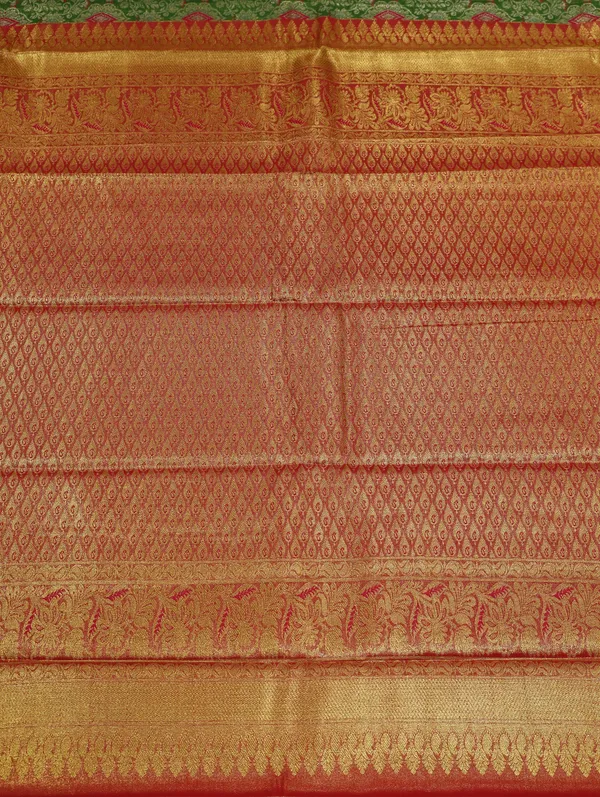 Olive_Green_Kanchipuram_Inspired_Semi_Silk_Saree_With_Wide_Contrast_Border