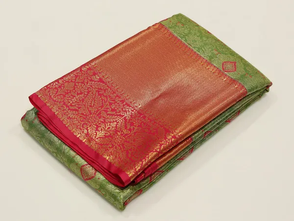 Olive_Green_Kanchipuram_Inspired_Semi_Silk_Saree_With_Wide_Contrast_Border