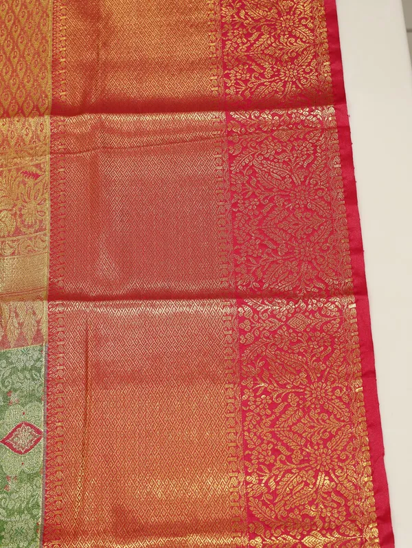 Olive_Green_Kanchipuram_Inspired_Semi_Silk_Saree_With_Wide_Contrast_Border