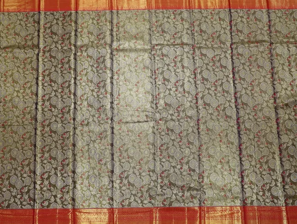 Olive_Grey_Gadwal_Inspired_Semi_Silk_Saree_With_Wide_Contrast_Border