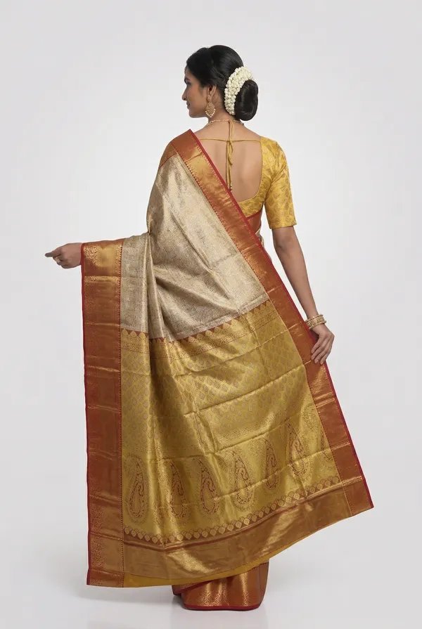 Antique_Gold_Kanchipuram_Inspired_Semi_Silk_Saree_With_Wide_Contrast_Border
