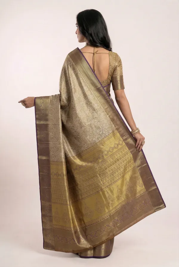 Mustard_Yellow_Kanchipuram_Inspired_Semi_Silk_Saree_With_Wide_Contrast_Border
